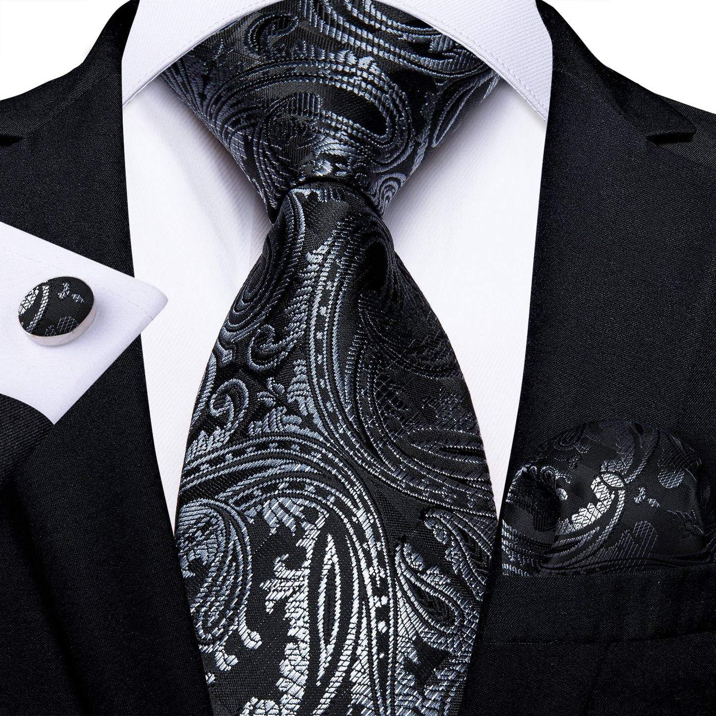 Gray Paisley Silk Ties Set