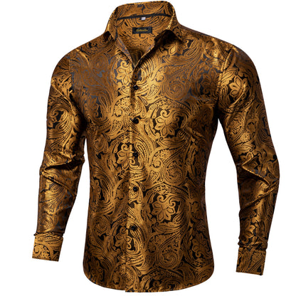 Long Sleeve Paisley Silk Shirts