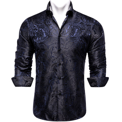 Long Sleeve Paisley Silk Shirts