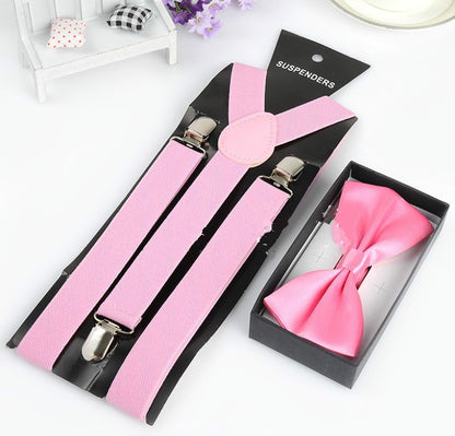 Elastic Suspender Bowtie Set