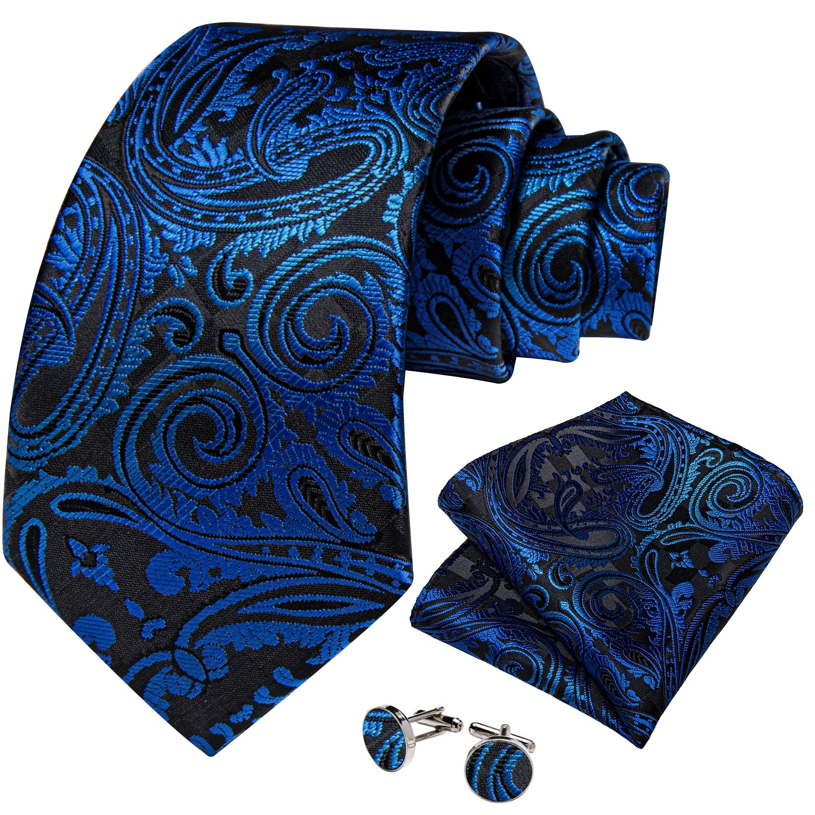 Paisley Blue Silk Ties Set