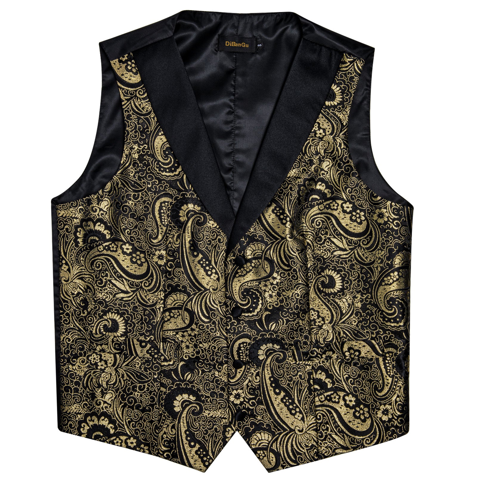 Black Gold Paisley Vest Set