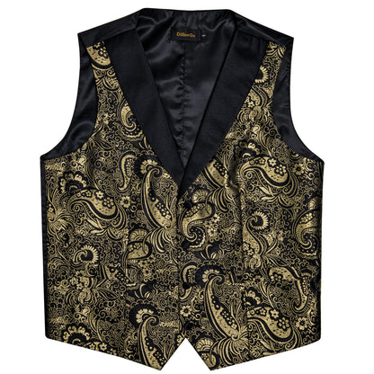 Black Gold Paisley Vest Set