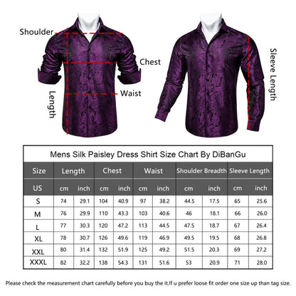 Mens Long Sleeve Paisley Dress Shirts