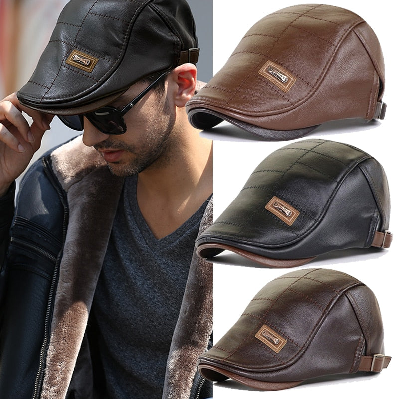 PU Leather Newsboy Hats