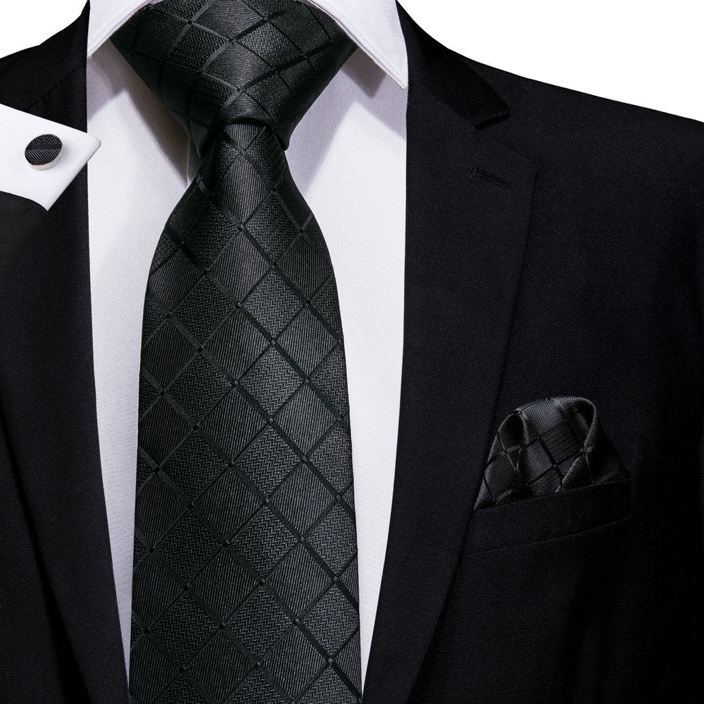 Black Paisley Silk Tie Set