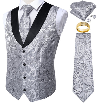 Black Gold Paisley Vest Set