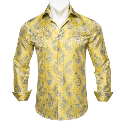 Long Sleeve Paisley Silk Shirts