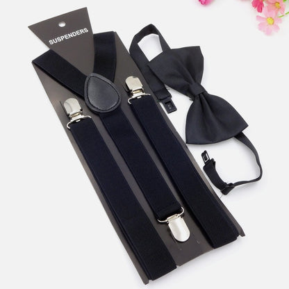 Elastic Suspender Bowtie Set