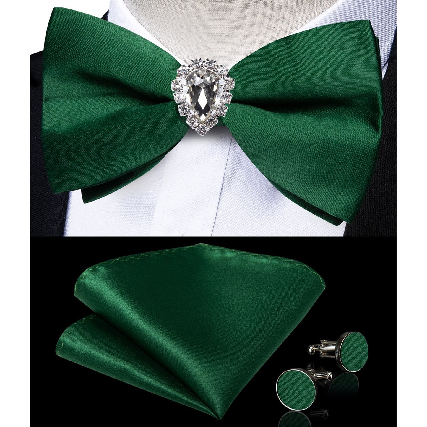 Pre-tied Bowtie Cufflinks Ring Set