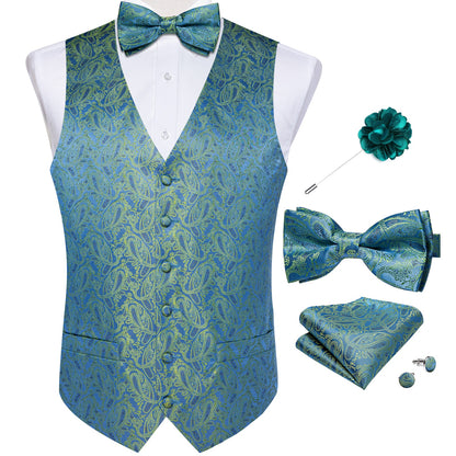 Royal Paisley Silk Vest Set