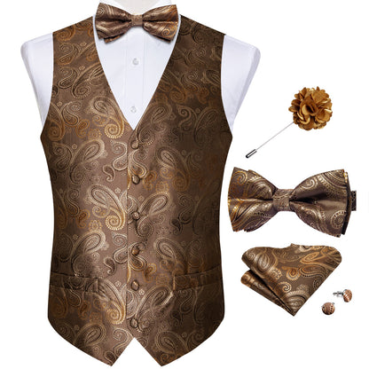 Royal Paisley Silk Vest Set