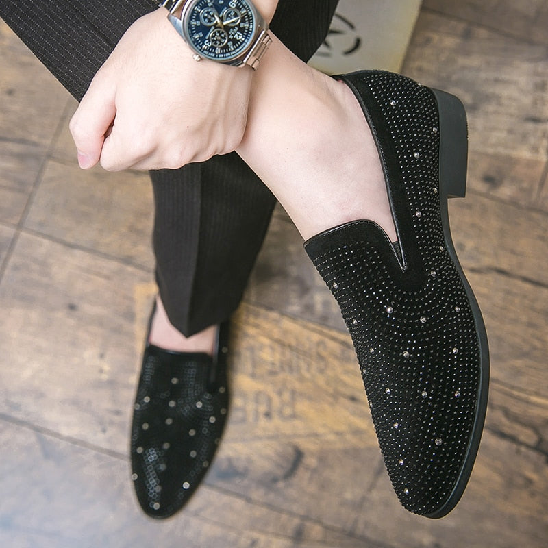 Black Rhinestone Loafers