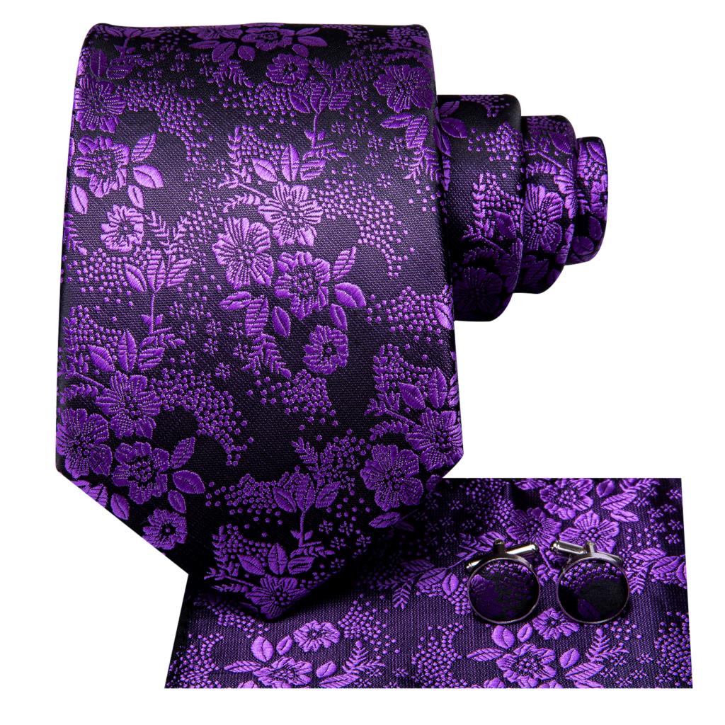 Purple Floral Ties Set