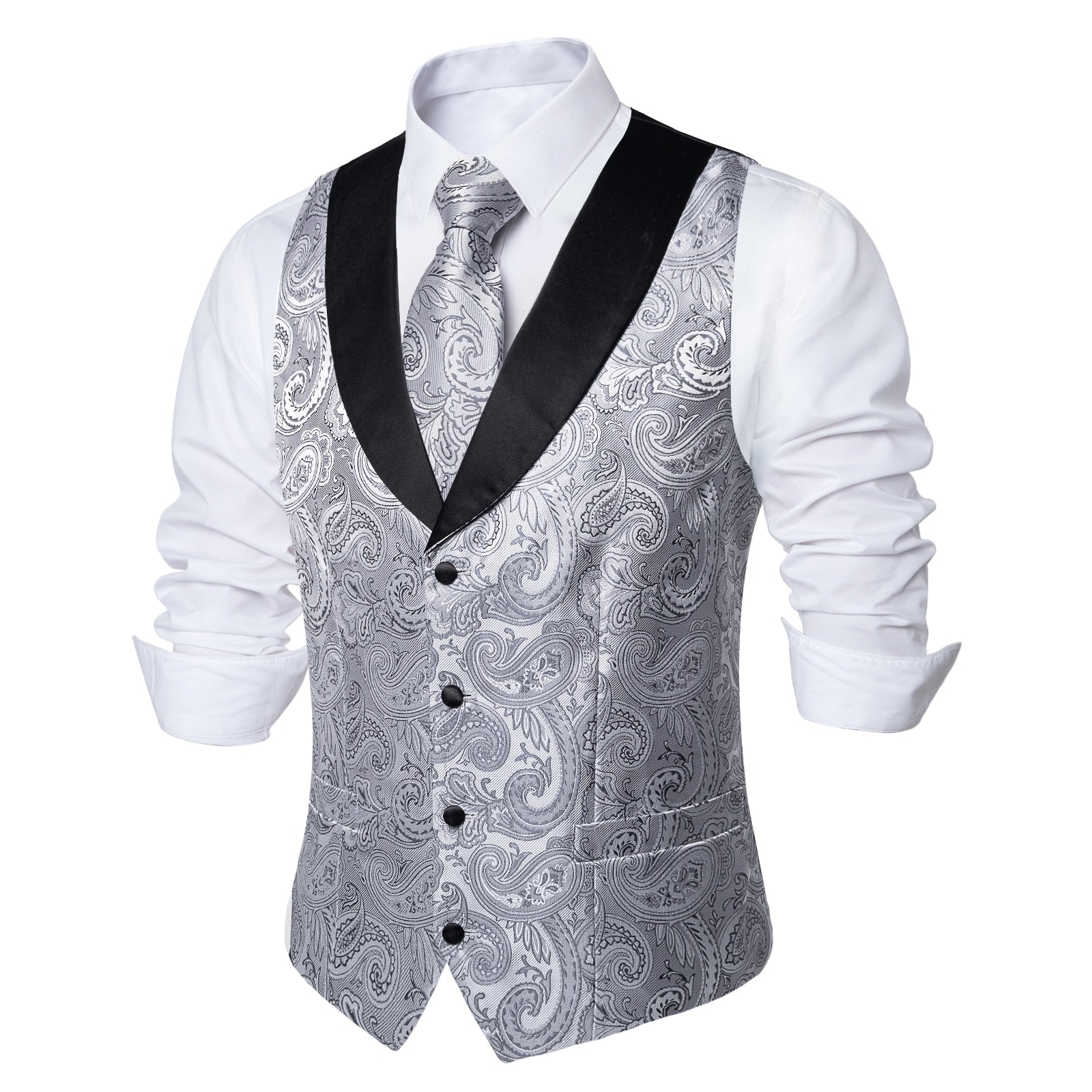 Gray Paisley Suit Vest Set