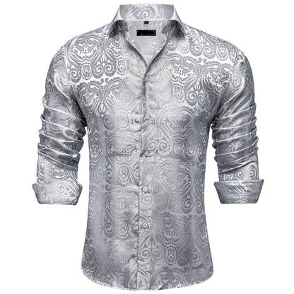 Long Sleeve Paisley Silk Shirts