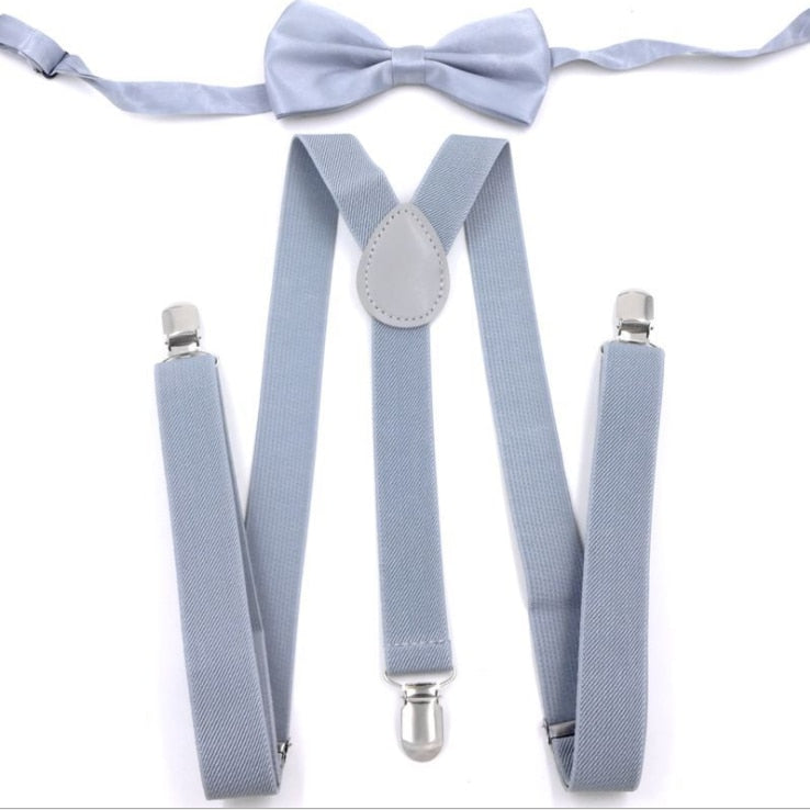 Elastic Suspender Bowtie Set