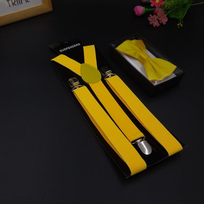 Elastic Suspender Bowtie Set