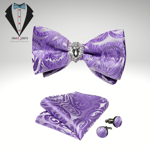 Pre-tied Bowtie Cufflinks Ring Set