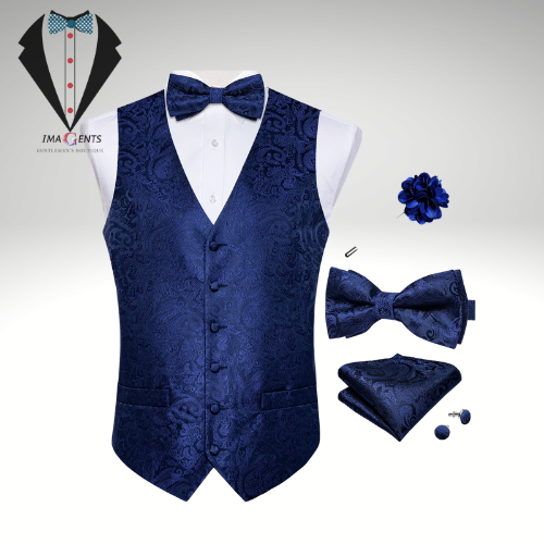 Royal Paisley Silk Vest Set