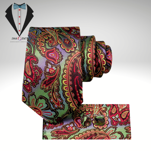 Red Green Paisley Silk Tie