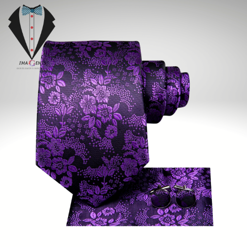 Purple Floral Ties Set