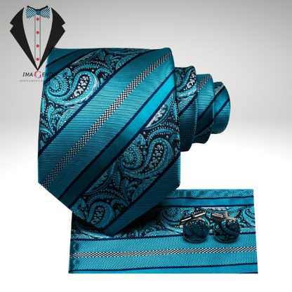 Teal Green Silk Tie Set