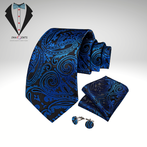 Paisley Blue Silk Ties Set